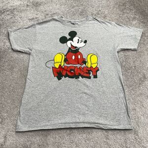 Disney Mickey Mouse Graphic T-Shirt Mens Large Gray Crew Neck Short Sleeve Tee